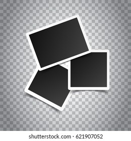 Blank photo frames on grey background. Vector illustration.