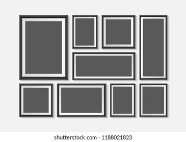blank photo frames on the wall. design for modern interior vector illustration