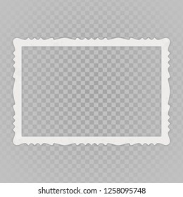 Blank photo frames with shadow effects isolated on transparent background. Vintage photos (decorative frame) for your picture. Rectangular shape. Vector illustration in realistic style. EPS 10.