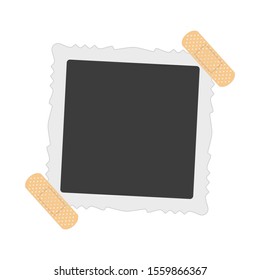 Blank photo frames with shadow effects isolated on white background. Set of vintage photos frame with sticky tape for your picture. Vector illustration in realistic style. EPS 10.