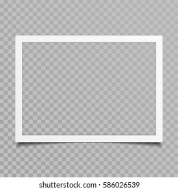 Blank photo frames with shadow effects isolated on transparent background. Vintage photos (frame) for your picture. Vector illustration in realistic style. EPS 10.