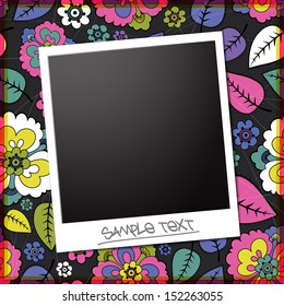 Blank photo on a floral background