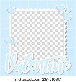 blank photo square frame happy valentine day style blue love template design vector illustration