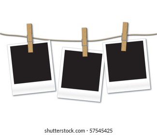 Blank Photos Hanging On Rope