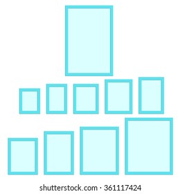 blank picture frame 3d set on isolated background, vector illustration