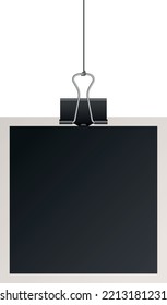 Blank picture frame attach mockup. Empty photo