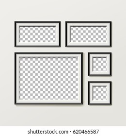 Blank Picture Frame Template Composition Set Vector. White Photo Frames. Realistic Picture Frame. Modern Design Element For You Product Mock Up Or Presentation.