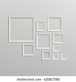 Blank Picture Frame Template Composition Set Vector on Wall Background