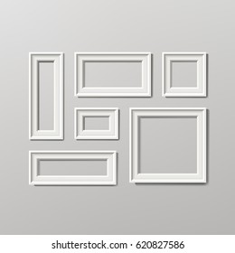 Blank Picture Frame Template Composition Set Vector on Wall Background