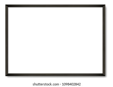 Blank picture frame template. Realistic black frame with shadow on white for photo or poster. Horizontal orientation A4