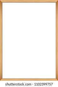Blank picture frame template. Realistic wooden frame for photo or poster. Vertical orientation A4