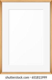 Blank picture frame template. Realistic wooden frame