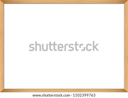 Blank picture frame template. Realistic wooden frame for photo or poster. Horizontal orientation A4