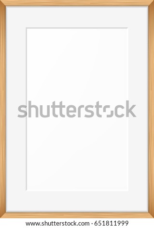 Blank picture frame template. Realistic wooden frame