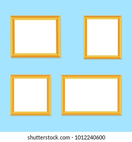 Blank picture frame template set. Vector flat photo frame