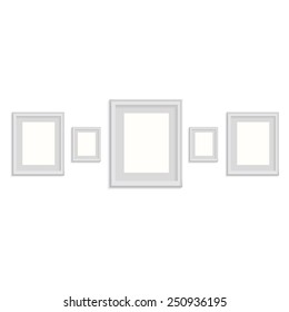 blank picture frame template set isolated on wall vector