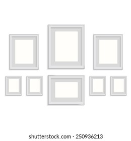 blank picture frame template set isolated on wall vector