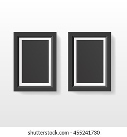 Blank picture frame template set hanging on wall