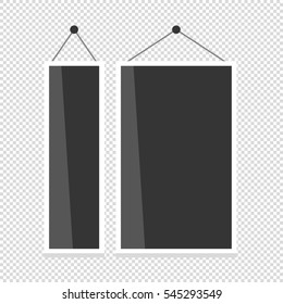 blank picture frame template set hanging on wall. Vector Illustration