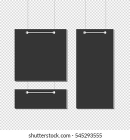 blank picture frame template set hanging on wall. Vector Illustration