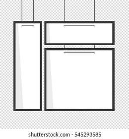 blank picture frame template set hanging on wall. Vector Illustration