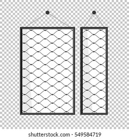 blank picture frame template set hanging on wall. Vector Illustration