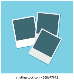 blank picture frame template set isolated on wall
