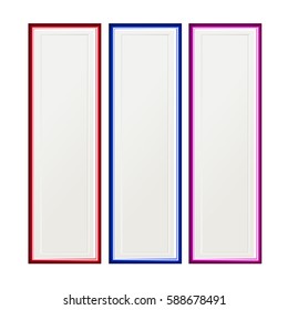 blank picture frame template set isolated on wall