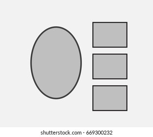  blank picture frame template set isolated on wall