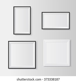 Blank picture frames set. Useful templates for presentations. Vector resizable illustration.