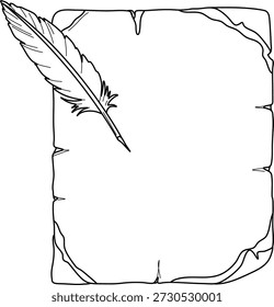 Ein leeres Stück altes Papier mit abgerissenen Kanten und einem Kugelschreiber zum Schreiben