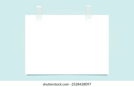 Blank piece of paper attached with sticky tape. Paper mockup
