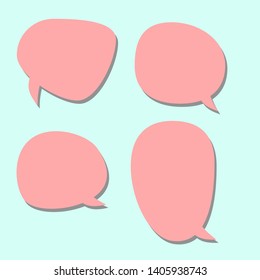 blank pink cartoon speech bubbles set on green background. vector illustration