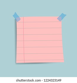 Blank pink reminder paper note vector