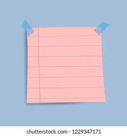 Blank pink reminder paper note vector