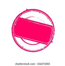 Blank pink round rubber stamp vector