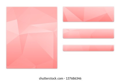 Blank pink template and buttons with subtle polygon pattern / blank pink template