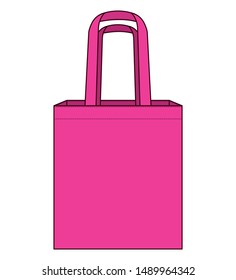 Blank Pink Tote Bag With Handle Template on White Background