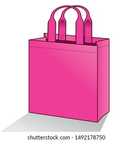 Blank Pink Tote Bag Template Vector on White Background, Perspective View.