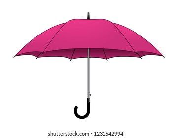 Blank Pink Umbrella Rain Template On White Background, Vector File