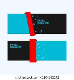 Blank pixel banner set.8 bit design.