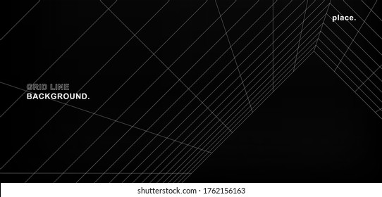 Blank place gray-black color background with white grid space line color surfaces. Dynamic digital space Cyber, technology, banners, covers, terrain, sci-fi, frames, and related background.