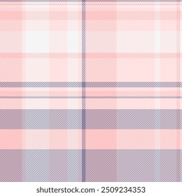 Patrón de tela a cuadros en blanco, tela de fondo de edredón a cuadros. Vector de textura sarga tartán sin costuras en rosa brumoso y paleta de colores claros.
