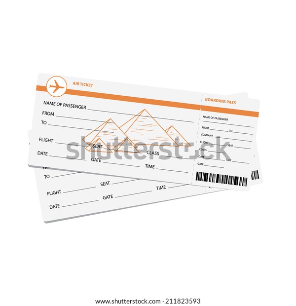 Blank Plane Tickets Trip Egypt Isolated Stock Vector Royalty Free 211823593