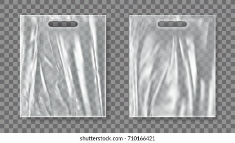 Bolsa De Plástico En Blanco. Paquete Vacío de Polietileno. Vector EPS10