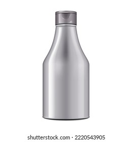 Blank plastic bottle with flip top cap vector mockup. Cosmetic product packaging mock-up. Shower gel, shampoo, hair conditioner, body lotion template for design