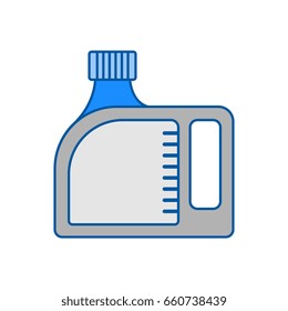 Blank plastic canister, flat icon. Packaging for oil, water and over liquids. Object for design