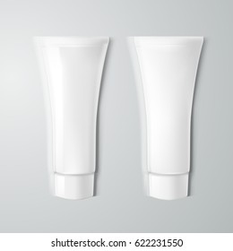 Blank Plastic Cosmetic Cream Tubes. EPS10 Vector