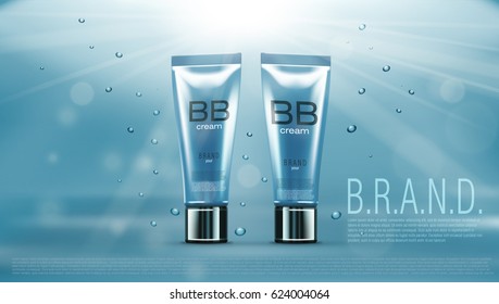 Blank Plastic Cosmetic Cream Tubes. EPS10 Vector