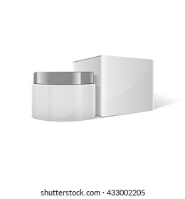 blank plastic jar of cream, cosmetic packaging, plastic tube. Vector illustrations